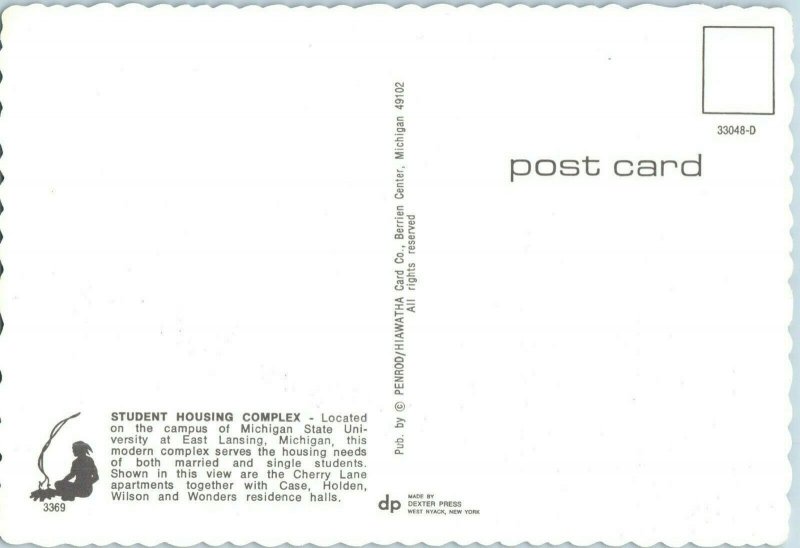 Aerial View Postcard Student Housing Complex Michigan State University Lansing