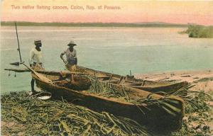 C-1910 Panama Native Fishing Canoes Colon Postcard 13024 