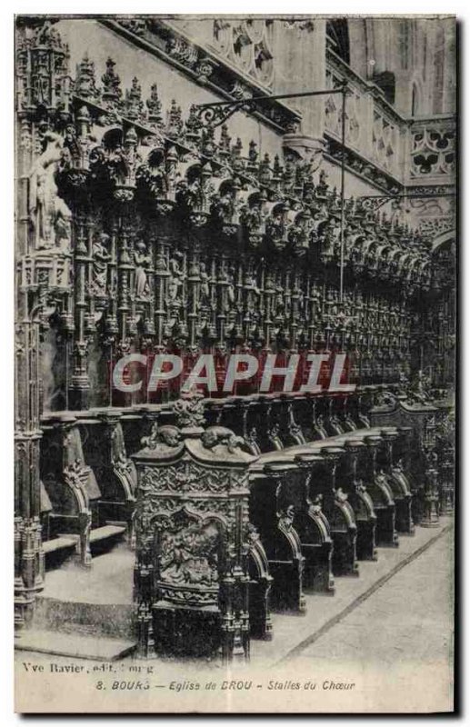 Old Postcard Bourg church choir stalls De Brou