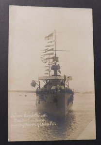 Mint Postcard RPPC Leon Gamibetta President Ship Board Prince of Wales England