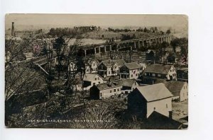 Fairfield ME New Railroad Bridge Birdseye View RPPC Real Photo Postcard