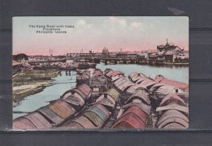 PHILIPPINES, MANILA, PASIG RIVER, CASCO FREIGHTERS, c1910 ppc., unused.