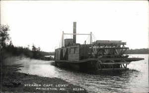 Princeton ME Steamer Boat Captain Lewey c1910 Image 1950s-60s Reissue RPPC