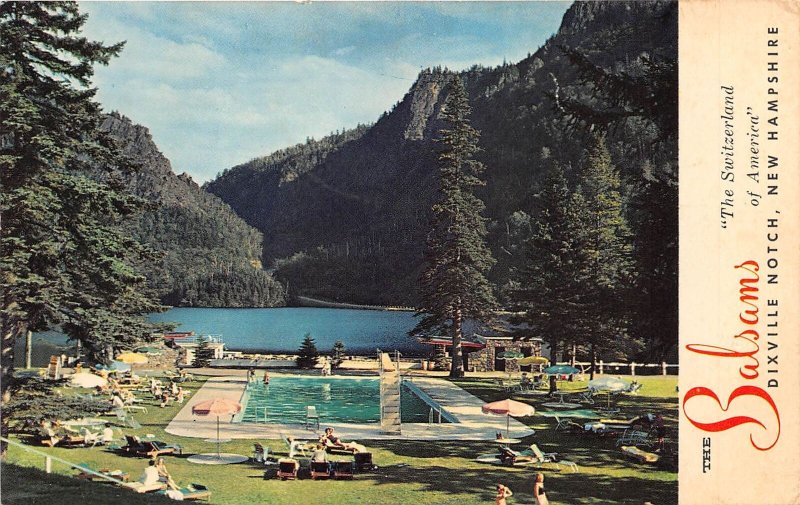 Dixville Notch New Hampshire 1965 Postcard The Balsma Hotel Swimming Pool 
