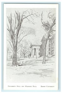 1923 University Hall in Brown University, Providence Rhode Island RI Postcard 