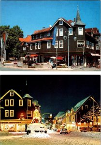 2~4X6 Postcards Braunlage, Germany STREET SCENE Squirrel Fountain DAY & NIGHT