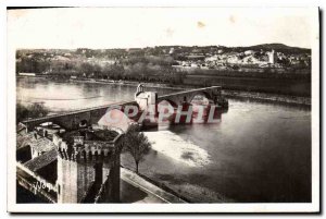 Old Postcard Avignon Pont St Benezet seen the Dom of the Rock