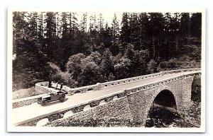 Eagle Creek Bridge Columbia River Highway Oregon RPPC Postcard Antique Auto