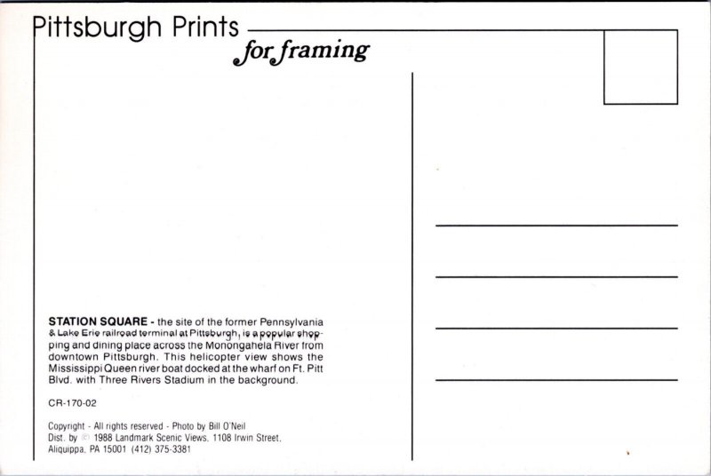 Postcard PA Pittsburgh - Station Square 1988