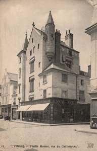 Vintage Postcard 1910's Veille Maison Rue du Chateauneuf Old House Tours France