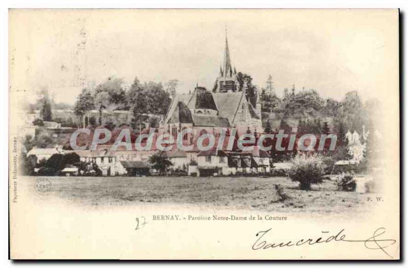 Old Postcard Bernay Paroisse Notre Dame De La Couture