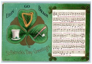 1909 St. Patrick's Day Greetings Shamrock Pawtucket Rhode Island RI Postcard
