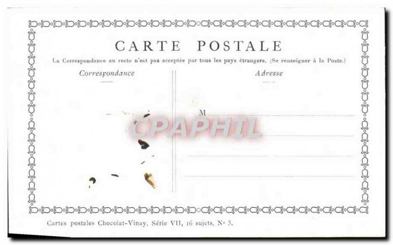 Postcard Old Advertisement Fancy Chocolate Vivay Cache Cache game Lancret