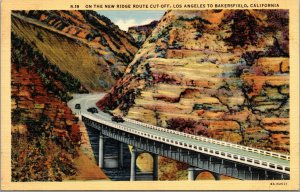 Vtg Ridge Route Cut Off Los Angeles to Bakersfield California CA Unused Postcard