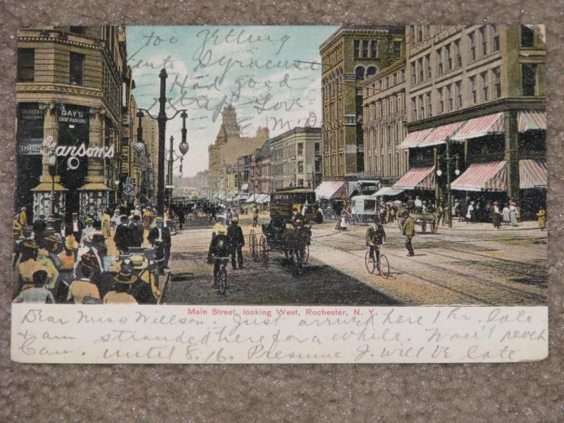 Main St., Looking West, Rochester, N.Y.,  1907, used vintage card