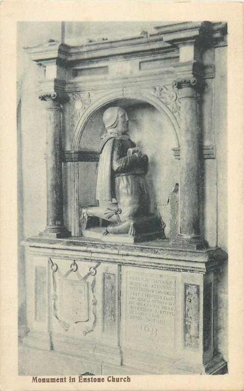 Postcard British England London monument in enstone church sculpture art sign