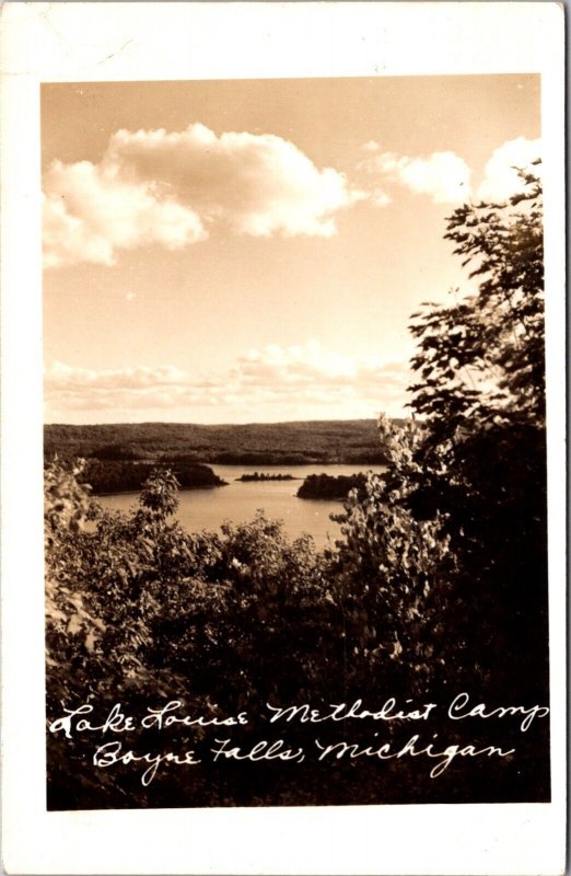 Real Photo Postcard Lake Louise Methodist Camp in Boyne Falls, Michigan