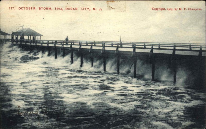 Ocean City New Jersey NJ October Storm Hurricane of 1903 Vintage Postcard