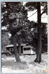 1951 RPPC JUGGLER LAKE SAL'S RESORT COTTAGE OLD CAR WAUBUN MINNESOTA MN POSTCARD