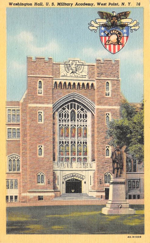 West Point New York 1940s Postcard Washington Hall US Military Acedemy West P...
