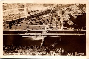 Real Photo Postcard Aerial View of Government Locks in Seattle, Washington