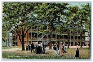 1907 Barracks Building Steps People Ground Fortress Monroe Virginia VA Postcard
