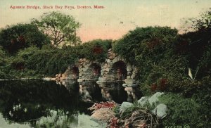 Vintage Postcard 1912 View of Agassiz Bridge Back Bay Fens Boston Massachusetts