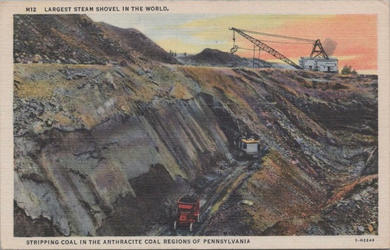 Postcard Largest Steam Shovel in World Stripping Coal Pennsylvania PA