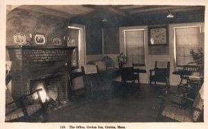 Vintage Postcard The Office Room Fireplace Groton Inn Groton Massachusetts MA