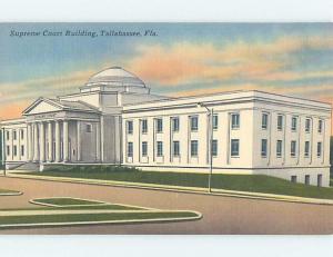 Unused Linen COURTHOUSE SCENE Tallahassee Florida FL d2643