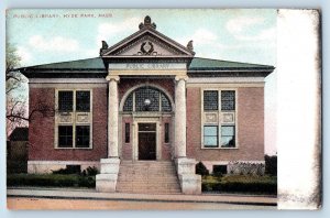 Hyde Park Massachusetts Postcard Public Library Exterior Building c1905 Vintage