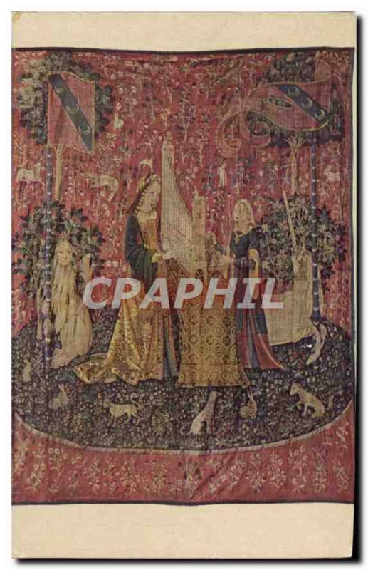 Postcard Old tapestry called the Lady and the Unicorn Cluny Museum in Paris