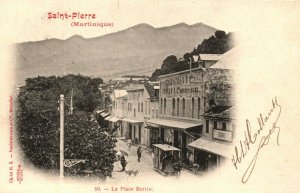 Martinique Saint Pierre La Place Bertin Vintage Postcard 04.05