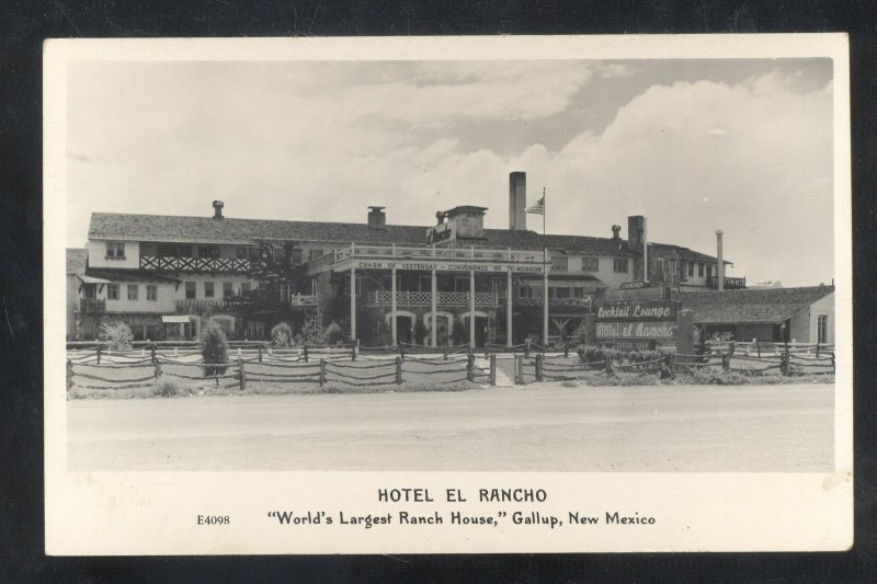 RPPC GALLUP NEW MEXICO HOTEL EL RANCHO ROUTE 66 ADVERTISING REAL PHOTO POSTCARD