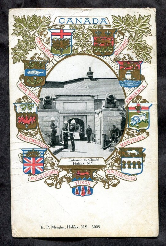 dc100 - HALIFAX NS 1905 Citadel. Heraldic. Patriotic. Military.