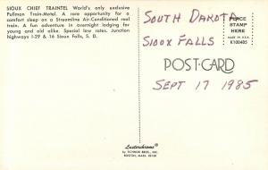 Vintage Roadside Chrome Postcard Pullman Train-Motel Sioux Falls SD unposted
