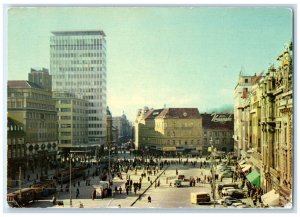 1964 Busy Scene at the Republic Square Zagreb Croatia Vintage Unposted Postcard