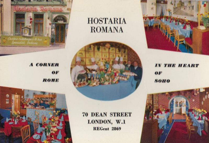 Hostaria Romana Italian Dean Street Soho Restaurant London 1970s Postcard