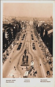 Czech Republic Praha Prague Wenceslas Square Vintage RPPC C146