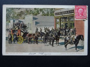 American STAGE COACH & 4, Off for The Gold Mines c1907 Postcard by Detroit Photo
