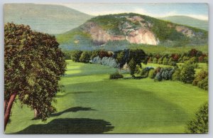North Conway NH~Ledges & Golf Course~Mountains In Bkgd~Vintage Linen Postcard