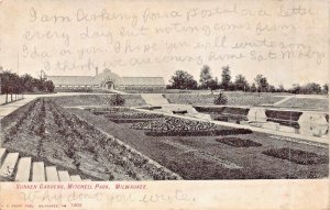 MILWAUKEE WISCONSIN~MITCHELL PARK-SUNKEN GARDENS-1907 KROPP #1465 POSTCARD