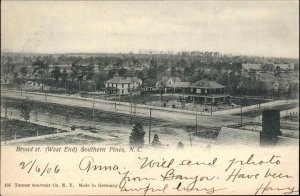 Southern Pines NC Broad St. West End Birdseye View c1905 Postcard