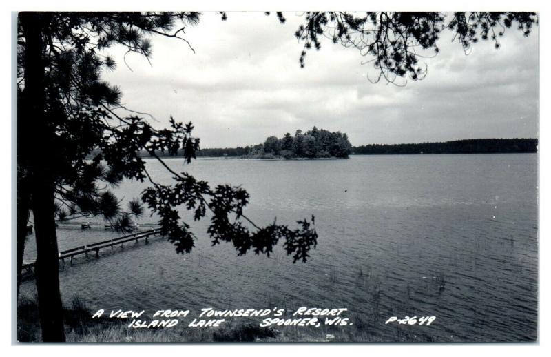 RPPC Island Lake from Townsend's Resort, Spooner, WI Real Photo