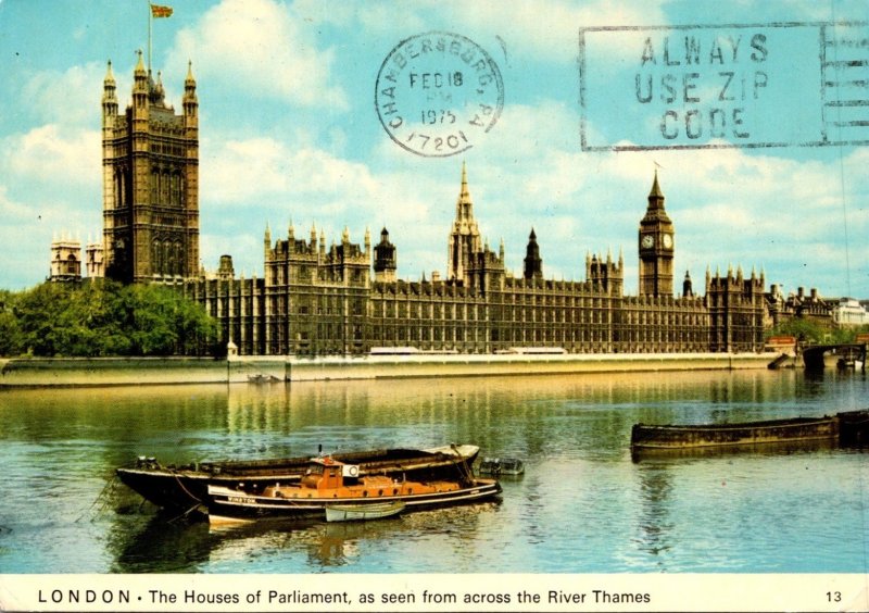 England London Houses Of Parliament Seen From The River Thames 1975