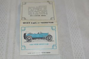 1918 Velie Sport Car Sport Cars of Yesteryear 30 Strike Matchbook Cover