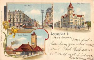 Springfield Illinois Historic Bldgs Multiview Antique Postcard K24887