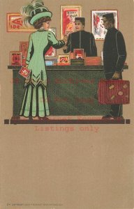 Art Nouveau, P Schmidt No 24, Woman with Ticket Agents or Delivery Agents