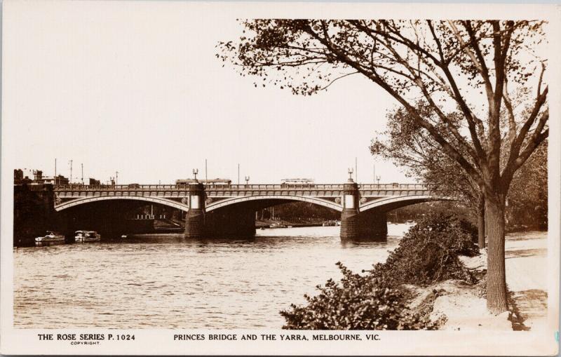 Melbourne Australia Princes Bridge & Yarra Rose Series Real Photo Postcard E62