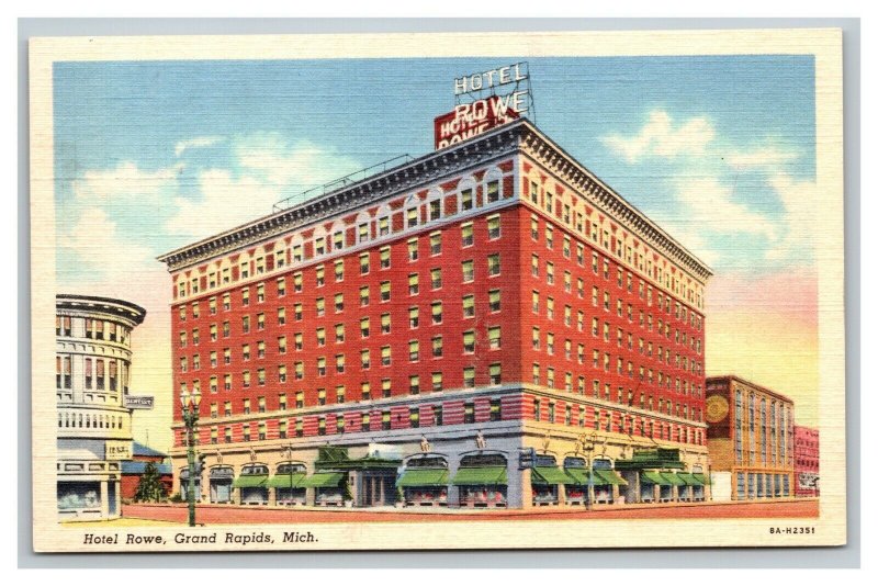 Vintage 1930's Advertising Postcard Hotel Rowe Grand Rapids Michigan